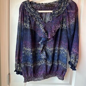The Limited Women's sheer Purple and Blue Top
With ruffle at neckline